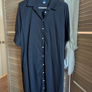 Women's Old Navy Black Button-Up Shirt Dress